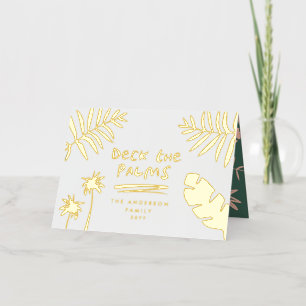 deck the palms christmas tropical modern foil holiday card