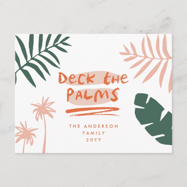deck the palms christmas tropical modern holiday postcard (Front)