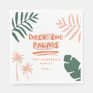 deck the palms christmas tropical  modern napkin
