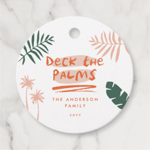 deck the palms christmas tropical modern photo favour tags