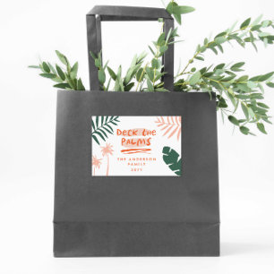 deck the palms christmas tropical modern rectangular sticker