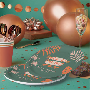 Deck the palms Christmas tropical modern unique Paper Plate
