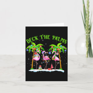 Deck The Palms Flamingo Trocal Christmas Lights Card