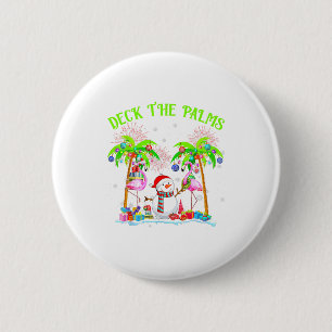 Deck The Palms Flamingo Trocal Christmas Lights Pa 6 Cm Round Badge