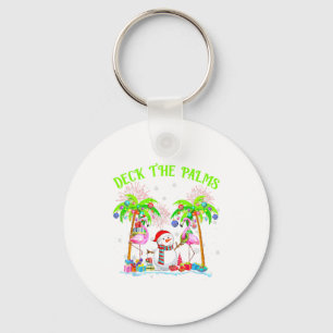 Deck The Palms Flamingo Trocal Christmas Lights Pa Key Ring