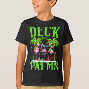 Deck The Palms Flamingo Trocal Christmas Lights Pa T-Shirt