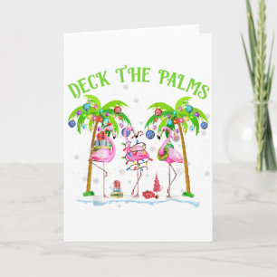Deck The Palms Flamingo Tropical Christmas Lights Card