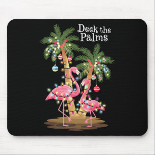 Deck The Palms Flamingo Tropical Christmas Lights Mouse Pad