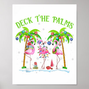 Deck The Palms Flamingo Tropical Christmas Lights  Poster