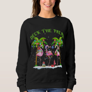 Deck the Palms Flamingo Tropical Christmas Lights Sweatshirt