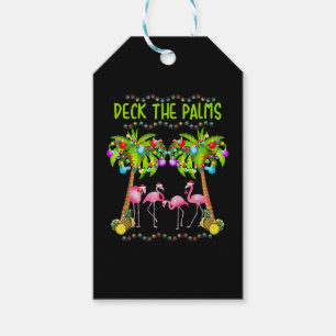 Deck the Palms Merry Flamingo Christmas tee funny Gift Tags
