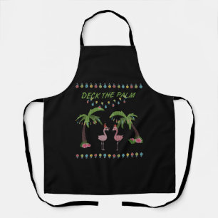 Deck The Palms Shirt - Flamingo Xmas Shirt Apron