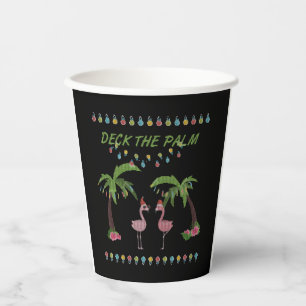 Deck The Palms Shirt - Flamingo Xmas Shirt Paper Cups