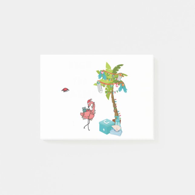 Deck The Palms Tropical Christmas Flamingo Xmas Pa Post-it Notes (Front)