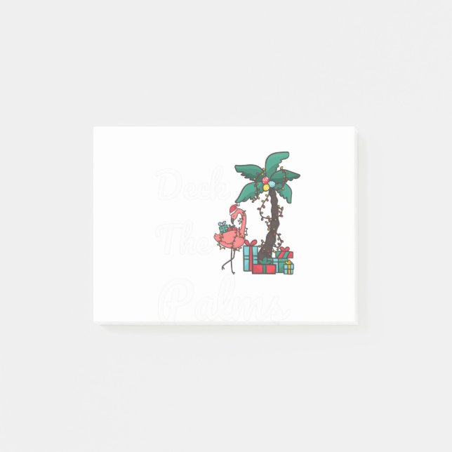 Deck The Palms Tropical Christmas Flamingo Xmas Post-it Notes (Front)
