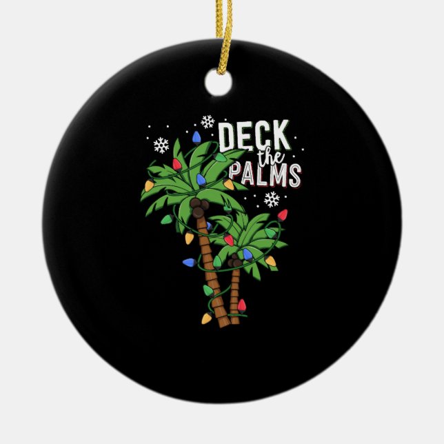 Deck The Palms Tropical Hawaii Christmas Palm Ceramic Tree Decoration (Front)