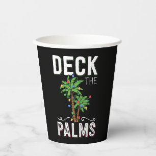 Deck The Palms Tropical Hawaii Christmas Palm  Paper Cups