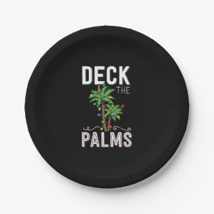 Deck The Palms Tropical Hawaii Christmas Palm Paper Plate