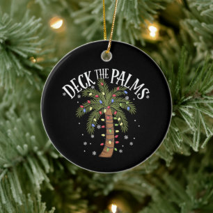 Deck The Palms Tropical Hawaii Christmas Palm Tree Ceramic Tree Decoration