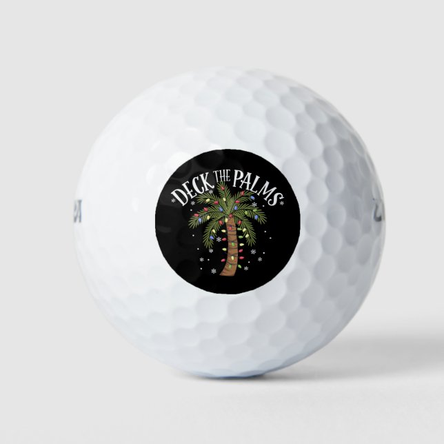 Deck The Palms Tropical Hawaii Christmas Palm Tree Golf Balls (Front)