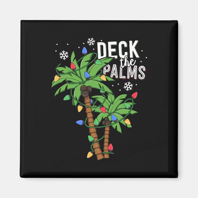 Deck The Palms Tropical Hawaii Christmas Palm Tree Magnet (Front)