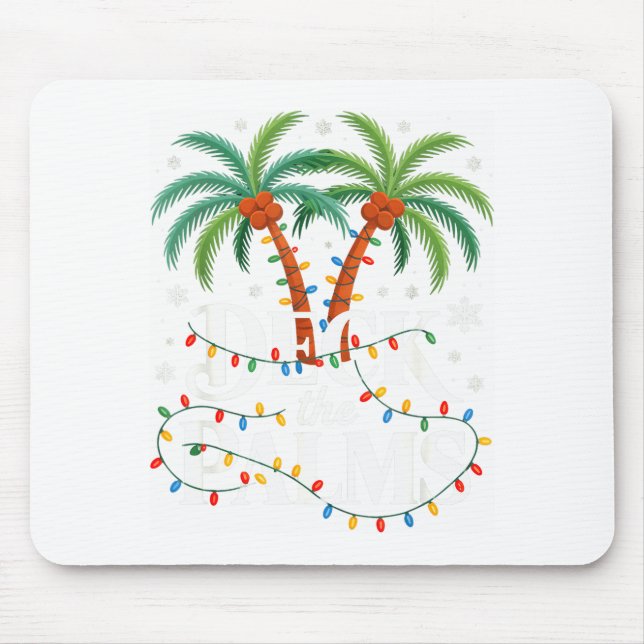 Deck The Palms Tropical Hawaii Christmas Palm Tree Mouse Pad (Front)