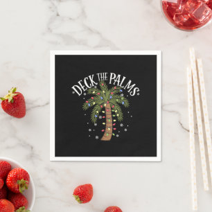 Deck The Palms Tropical Hawaii Christmas Palm Tree Napkin