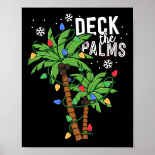 Deck The Palms Tropical Hawaii Christmas Palm Tree Poster