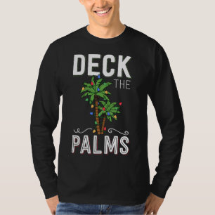 Deck The Palms Tropical Hawaii Christmas Palm Tree T-Shirt