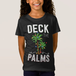 Deck The Palms Tropical Hawaii Christmas Palm Tree T-Shirt