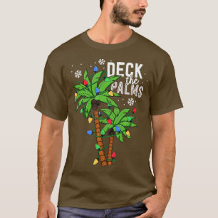 Deck The Palms Tropical Hawaii Christmas Palm Tree T-Shirt