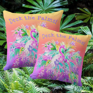 Deck the Palms Tropical Holiday Personalized Cushion