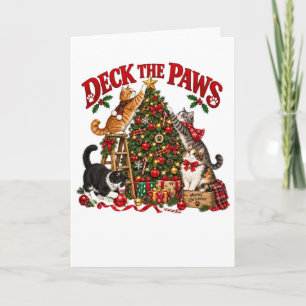 Deck The Paws Cats Christmas Tree Cute Kittens Holiday Card