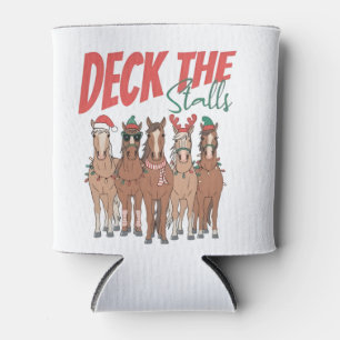 Deck the Stalls Funny Christmas Horse Lovers Can Cooler