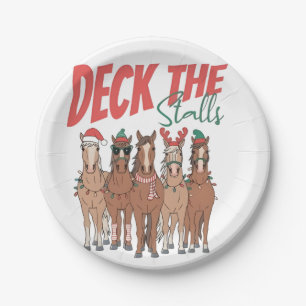 Deck the Stalls Funny Christmas Horse Lovers Paper Plate