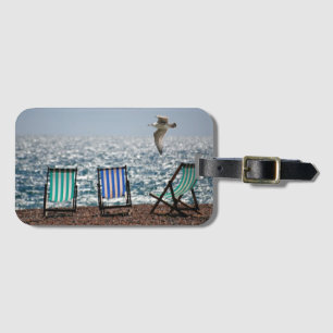 Deckchairs by the Sea Photo Luggage Tag
