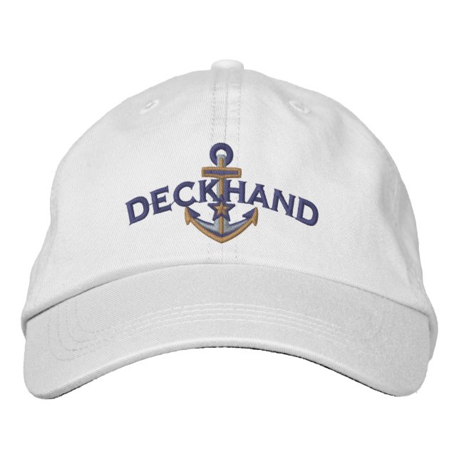 Deckhand Nautical Star Anchor Embroidery Embroidered Hat (Front)