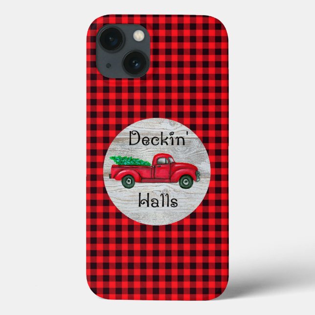 Deckin Halls Red Christmas Truck  Case-Mate iPhone Case (Back)
