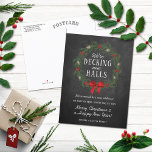 Decking New Halls | Chalkboard Holiday Moving Announcement Postcard<br><div class="desc">Celebrate in style with these trendy new home moving announcement postcards. The design is easy to personalize with your own photos & wording and your family and friends will be thrilled when they receive these fabulous change of address announcement postcards.</div>