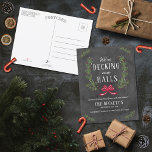 Decking New Halls | Chalkboard Holiday Moving Announcement Postcard<br><div class="desc">Celebrate in style with these trendy new home moving announcement postcards. The design is easy to personalize with your own photos & wording and your family and friends will be thrilled when they receive these fabulous change of address announcement postcards.</div>