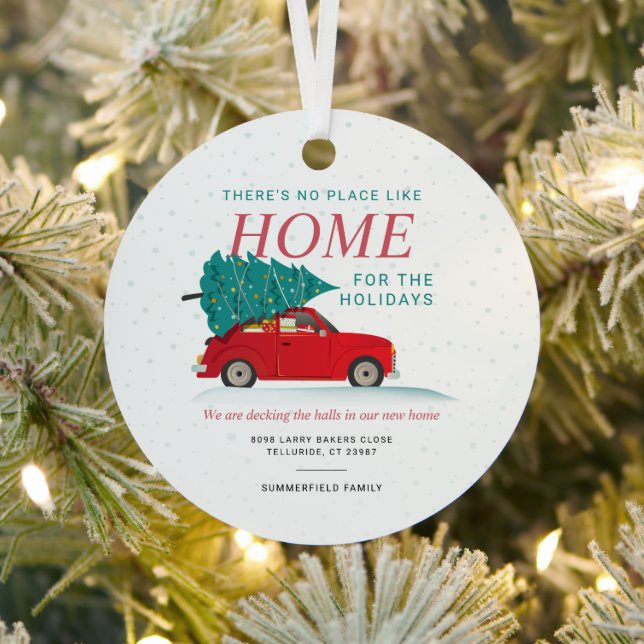 Decking New Halls Christmas Moving Announcement Metal Tree Decoration (Insitu)