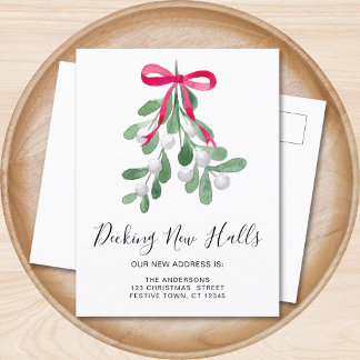 Decking New Halls Christmas Moving Announcement Postcard