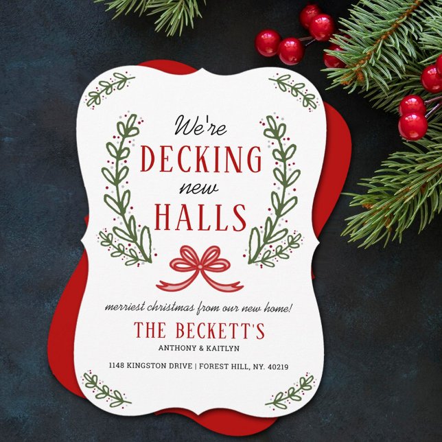 Decking New Halls | Modern Wreath Moving Holiday Card (Creator Uploaded)