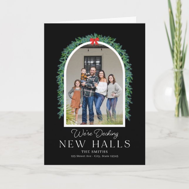 Decking New Halls Moving Announcement Holiday Card (Front)