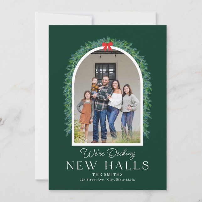 Decking New Halls Moving Announcement Holiday Card (Front)