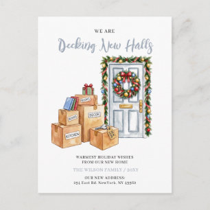 Decking New Halls New Address Moving Holiday Postcard