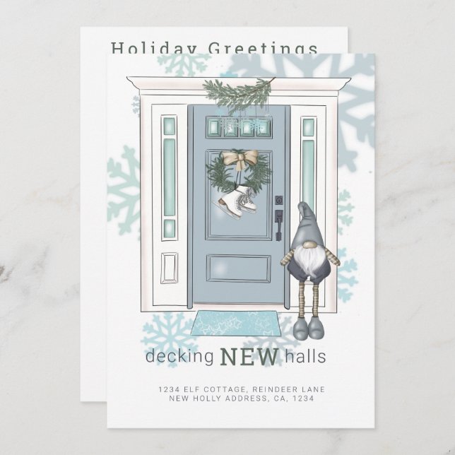 Decking New Halls New Home Christmas Holiday Invitation (Front/Back)