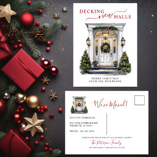 Decking New Halls New Home Christmas Moving Announcement Postcard