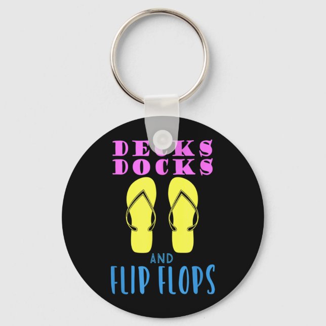 Decks docks and flip-flops summer design key ring (Front)