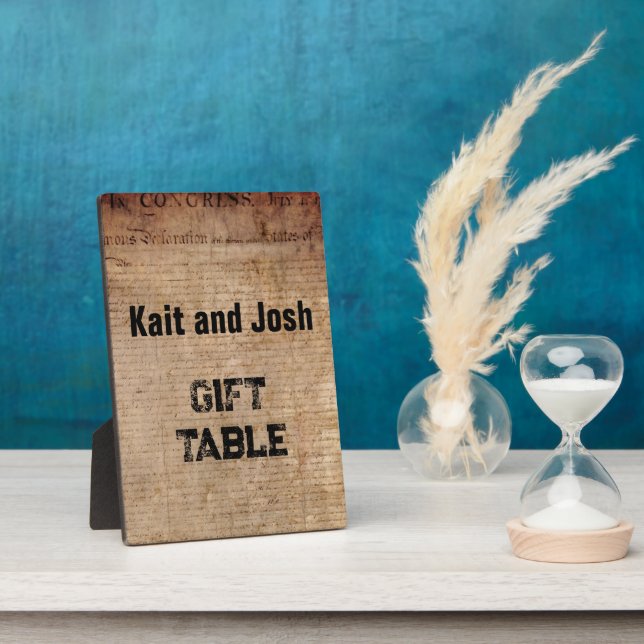 Declaration of Independence 📜 1776 Gift Table Plaque (Side)